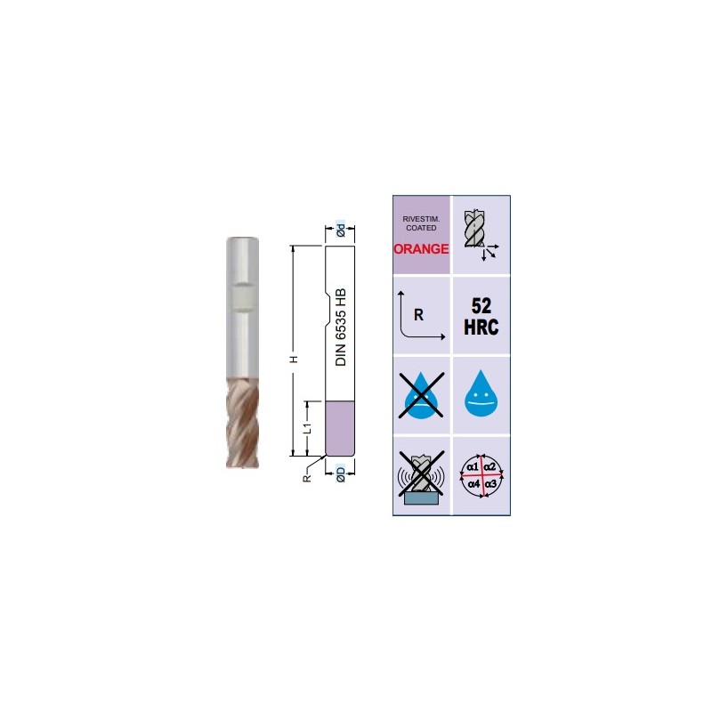 Fresa SMW4305 TI MD Z4 Ø 4 - 20 Torica