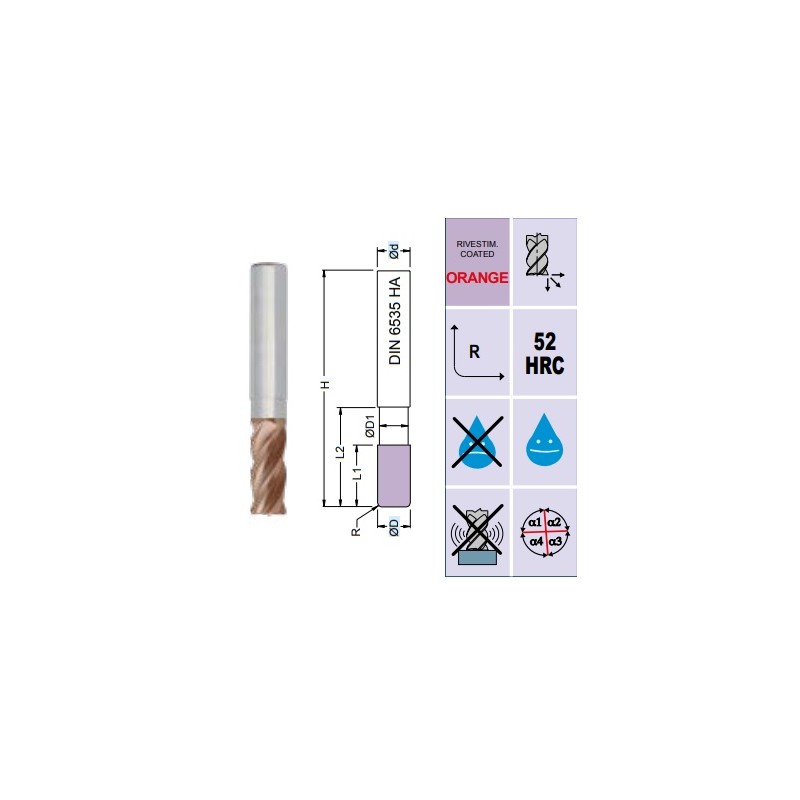 Fresa SM4315 TI MD Z4 Ø 4 - 20 Torica