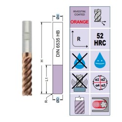 Fresa SMW5405 TI MD Z5 Ø 8 - 16 Torica