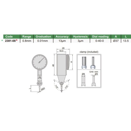 Tastatore a leva 2381-08