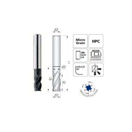 Fresa CBR5 rivestita Z4 Ø 4 - 20