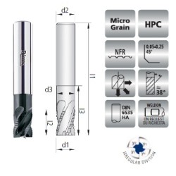 Fresa HM18CNFR rivestita SUPREME Z3-4 Ø 5 - 16