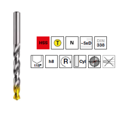 Punta elicoidale corta HSS TIN Ø 2 - 13